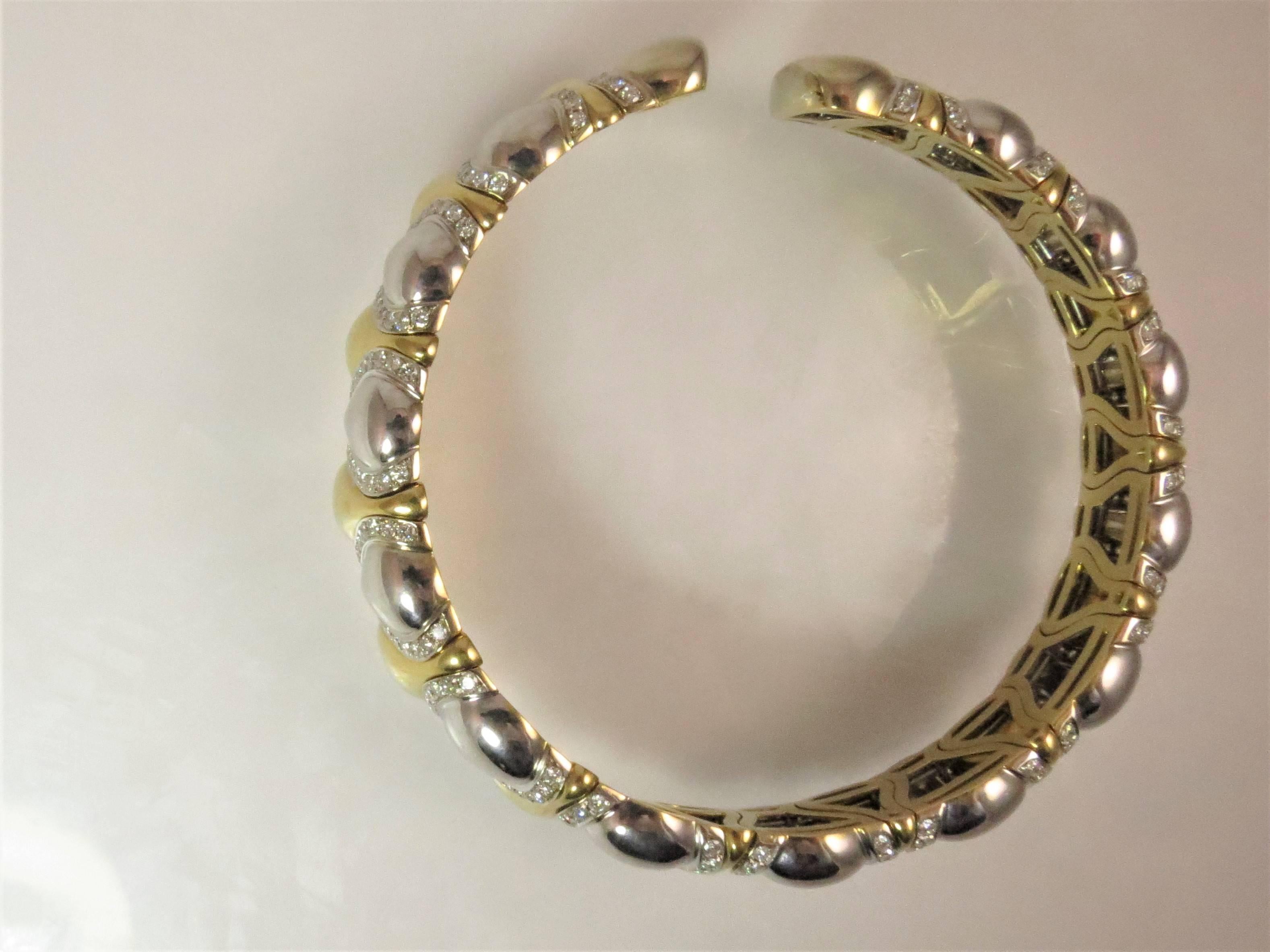 Contemporary 18 Karat Yellow and White Gold Diamond Choker For Sale