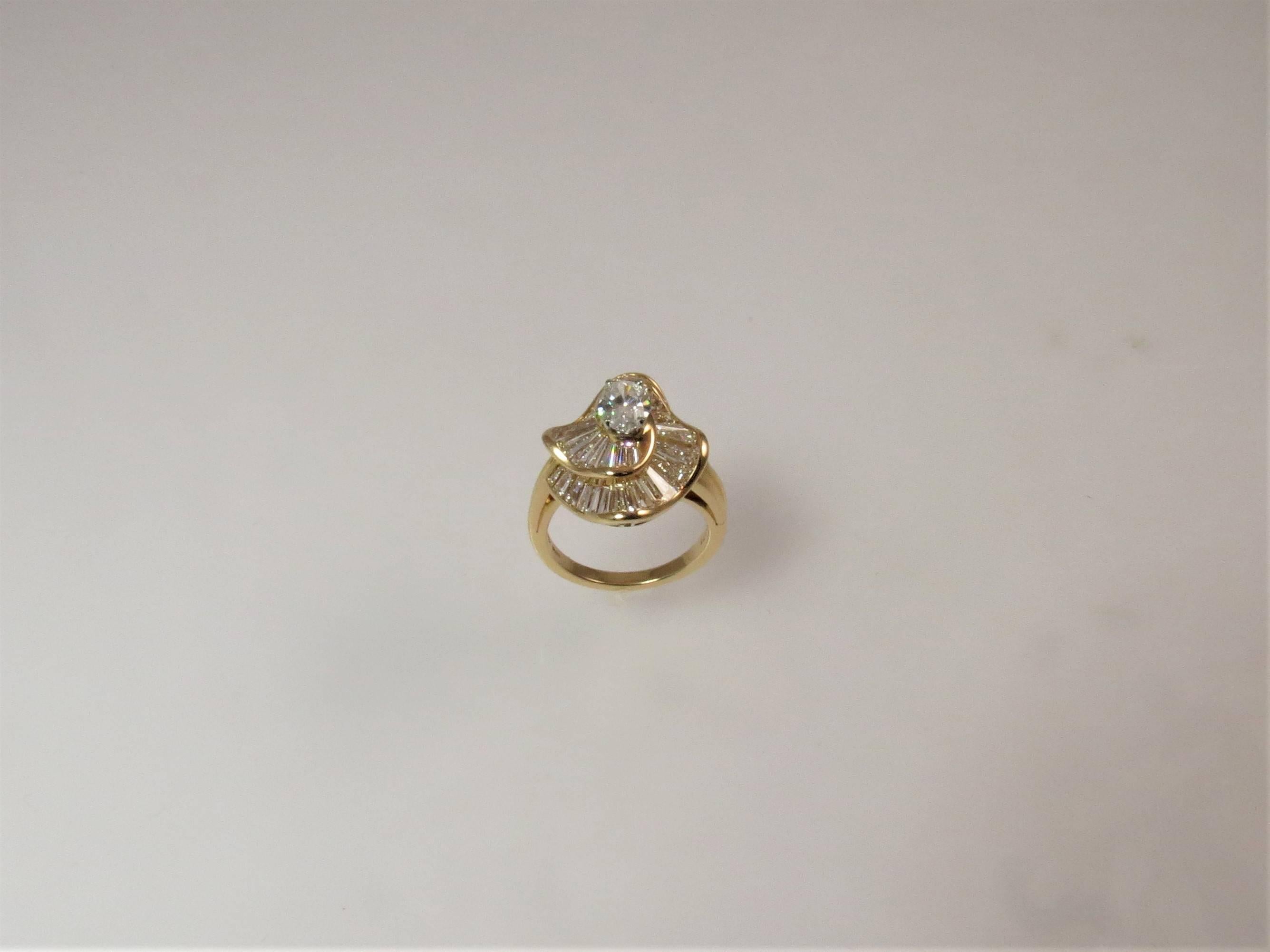 Contemporary Oscar Heyman 18 Karat Yellow Gold and Platinum Diamond Ballerina Ring