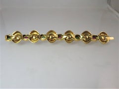18 Karat Yellow Gold Tourmaline and Mabe Pearl Bracelet