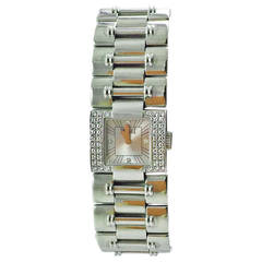 Montre-bracelet Piaget pour femme:: or blanc:: diamants:: danseur carré:: bracelet à quartz
