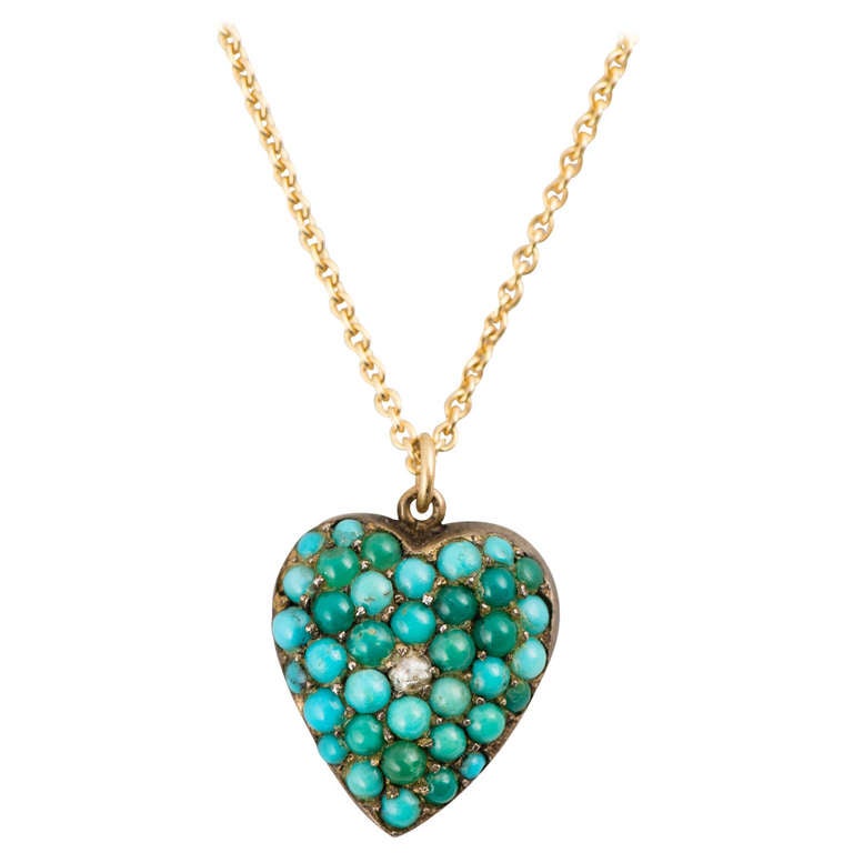 Victorian Turquoise Gold Heart Pendant at 1stDibs | victorian heart pendant