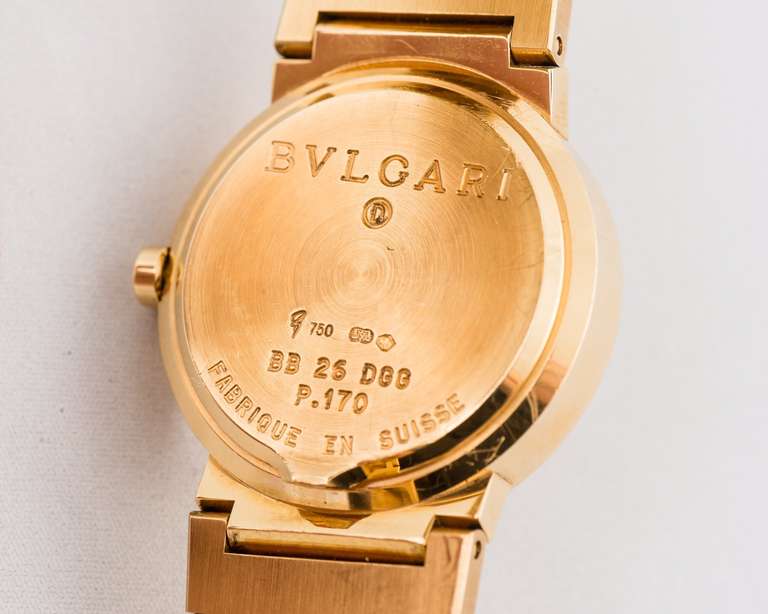 Bulgari Lady's Yellow Gold and Diamond Bracelet Watch at 1stDibs