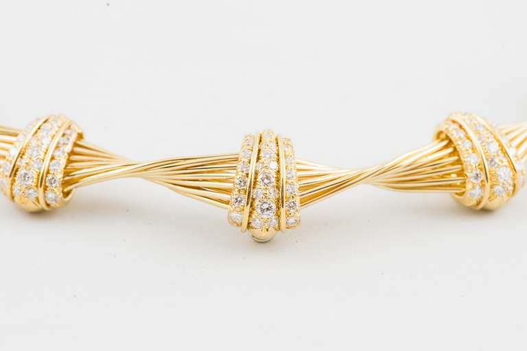 Henry Dunay Diamond And Gold Twist Design Choker In Excellent Condition In Chicago, IL