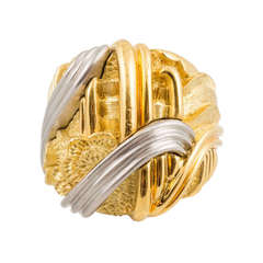 Henry Dunay Gold And Platinum Cynnabar Design Ring