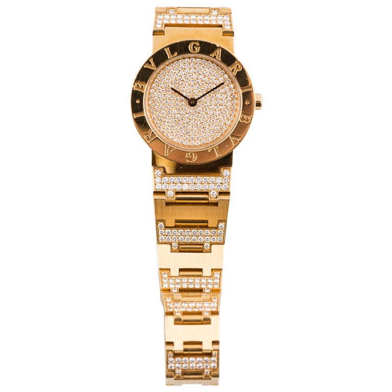 Bulgari Lady's Yellow Gold and Diamond Bracelet Watch