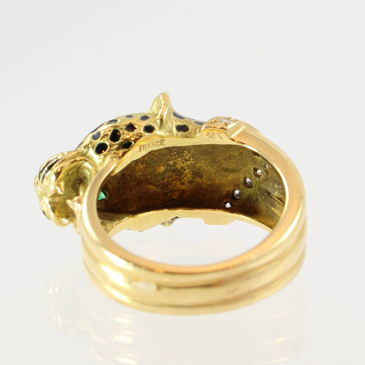Enamel Emerald Diamond Gold Leopard Cocktail Ring at 1stDibs | leopard ...