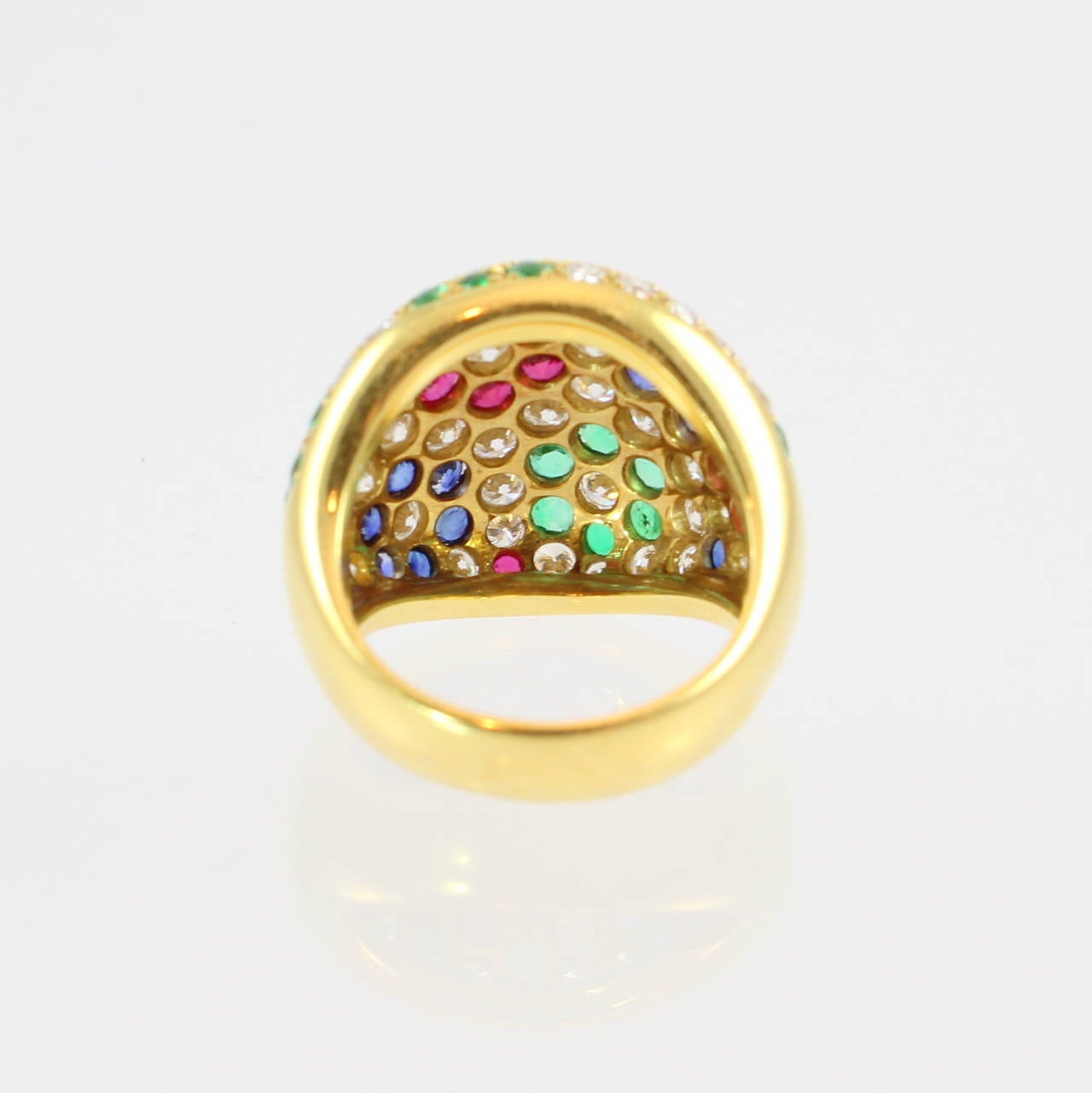 Smaragd Saphir Rubin Diamant Gold Bombe Blumenring im Zustand „Neu“ im Angebot in Chicago, IL