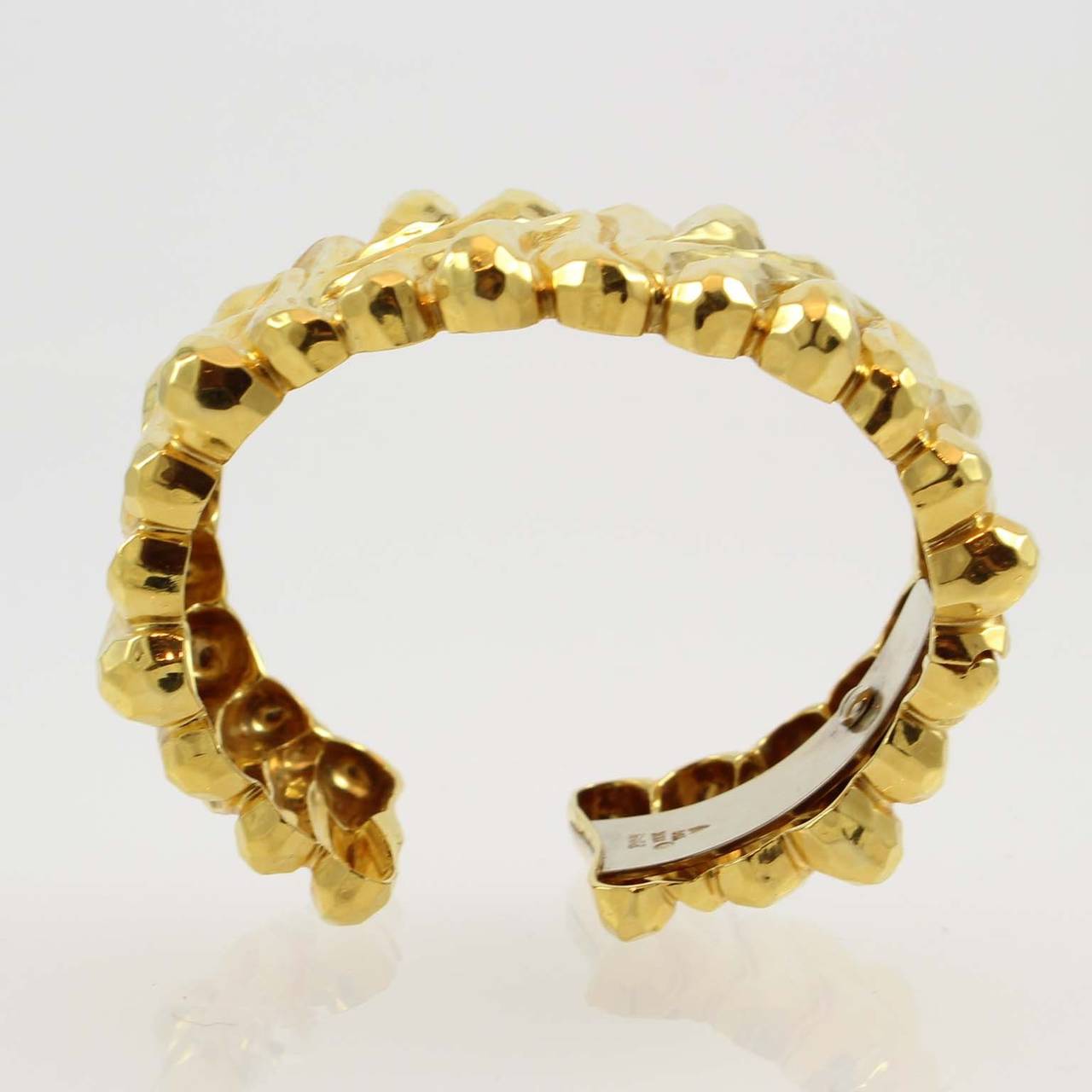 Contemporary Henry Dunay Gold Hinged Faceted Cuff Bracelet