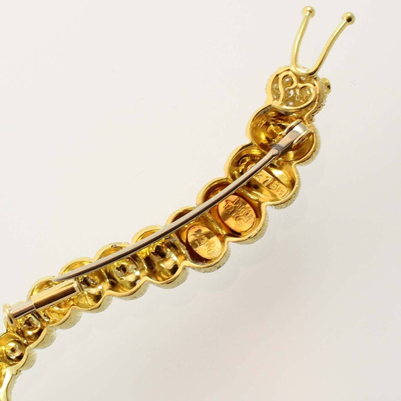 Women's Henry Dunay Pave Diamond Gold Caterpillar Pin