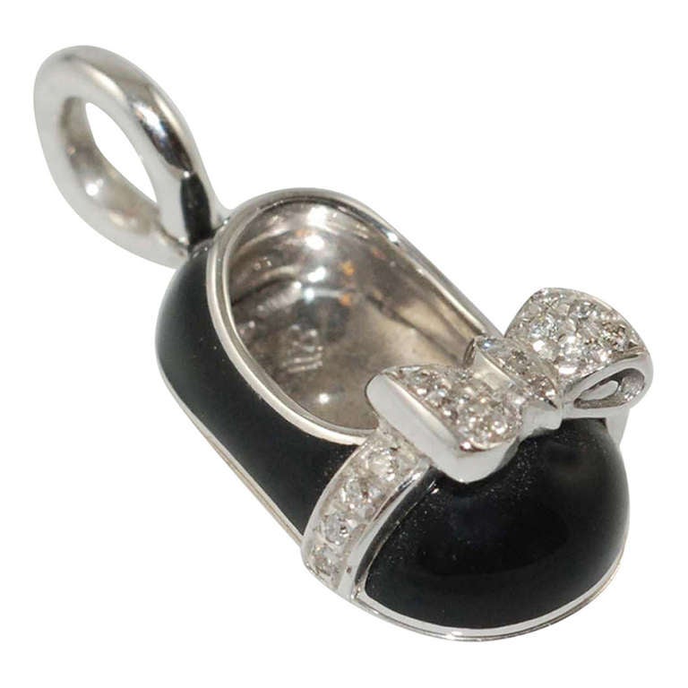 Aaron Basha Diamond Enamel Baby Shoe Charm For Sale at 1stdibs