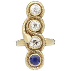 Diamond and Sapphire Serpent Design Ring