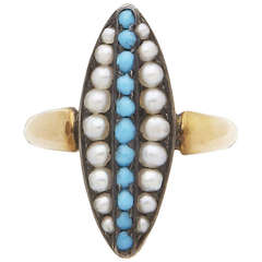 Victorian Turquoise and Pearl Ring