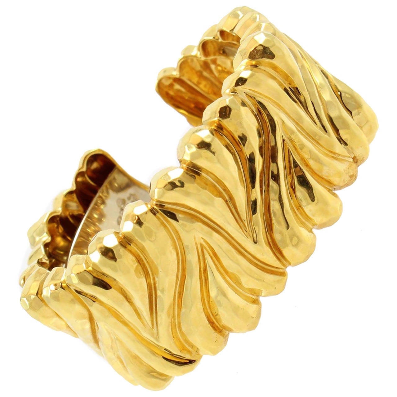 Henry Dunay Gold Hinged Faceted Cuff Bracelet