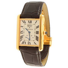 Louis Cartier Rose Gold Power Reserve Extra Large Tank Wristwatch