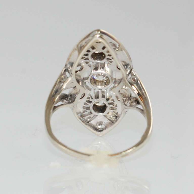 Art Deco 1930 Diamond Filigree White Gold Ring