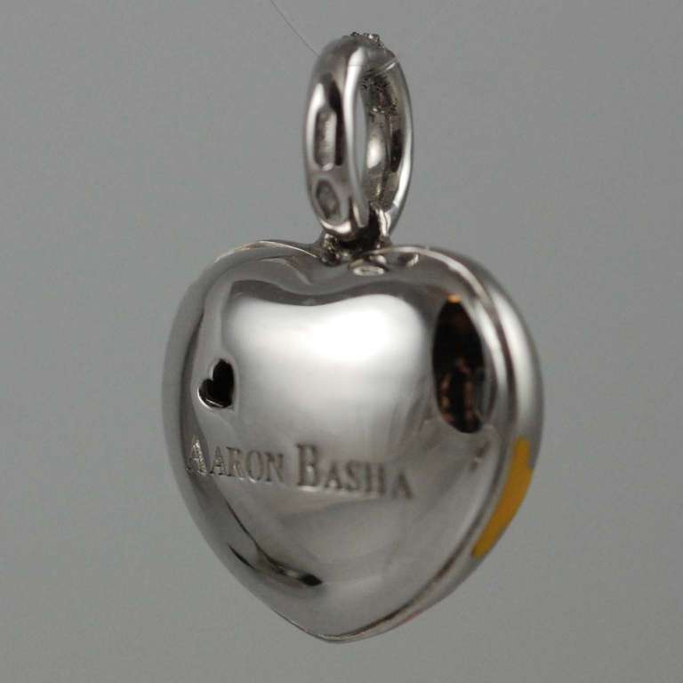 Women's Aaron Basha Enamel Diamond Heart Charm For Sale