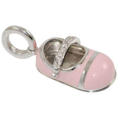 Aaron Basha Enamel Diamond Baby Shoe Charm