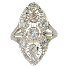 1930 Diamond Filigree White Gold Ring