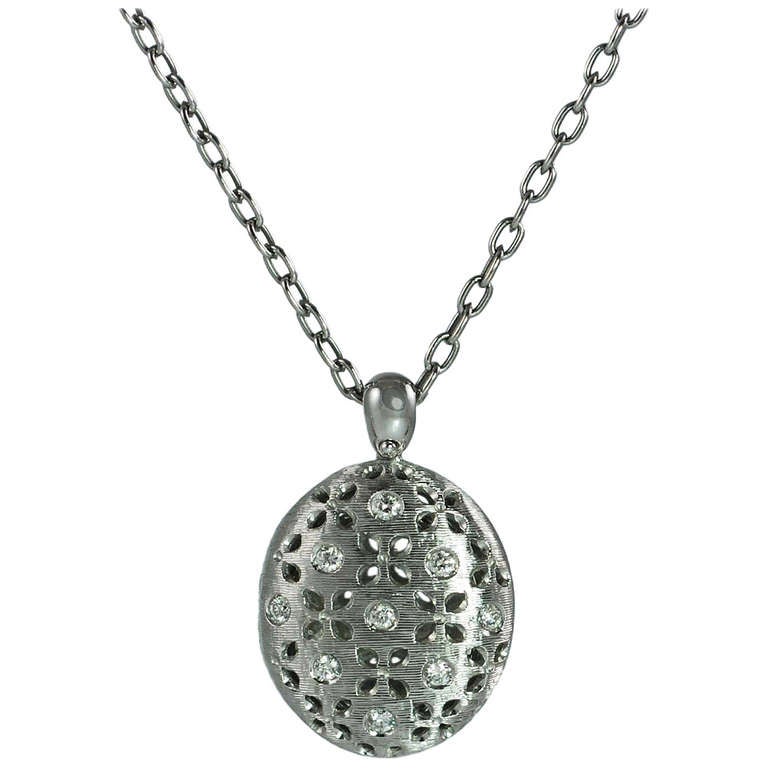 Roberto Coin Granada Diamond White Gold Locket Pendant