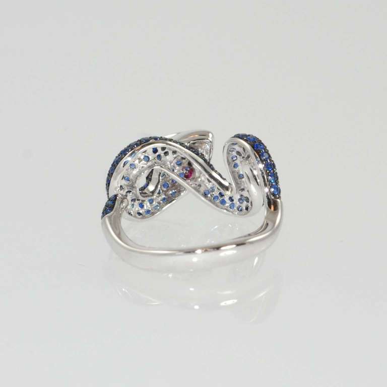 Women's Sapphire White Gold Serpent Ring