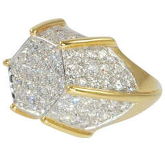 Diamond and Gold Hexagon Design Ring by Montreaux 12