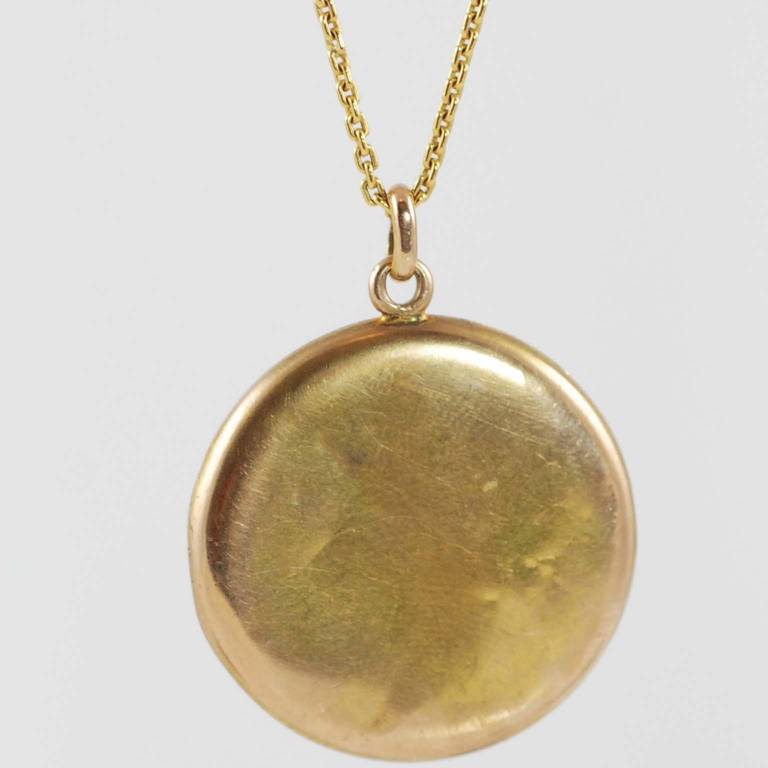 Art Nouveau Diamant Gelbgold Floral Design Medaillon (Art nouveau)
