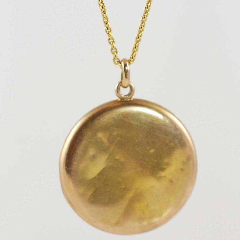 Art Nouveau Diamant Gelbgold Floral Design Medaillon im Zustand „Gut“ in Chicago, IL