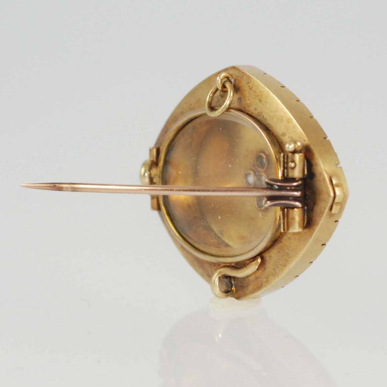 Women's Victorian Pearl Rose Cut Diamond Yellow Gold Pin For Sale