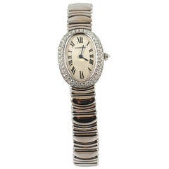 New Cartier Lady's White Gold and Diamond Baignoire Bracelet Watch
