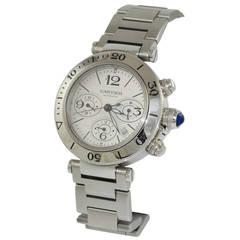 New Cartier Pasha Steel Seatimer Automatic Chronograph Wristwatch