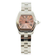 New Cartier Lady's Steel Roadster Wristwatch with Pink Dial and Bracelet