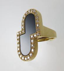 Black Onyx Diamond Gold Ring