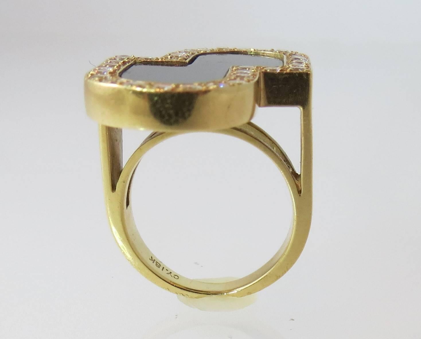Contemporary Black Onyx Diamond Gold Ring