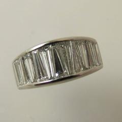 Wide Tapered Baguette Diamond Platinum Wedding Band Ring