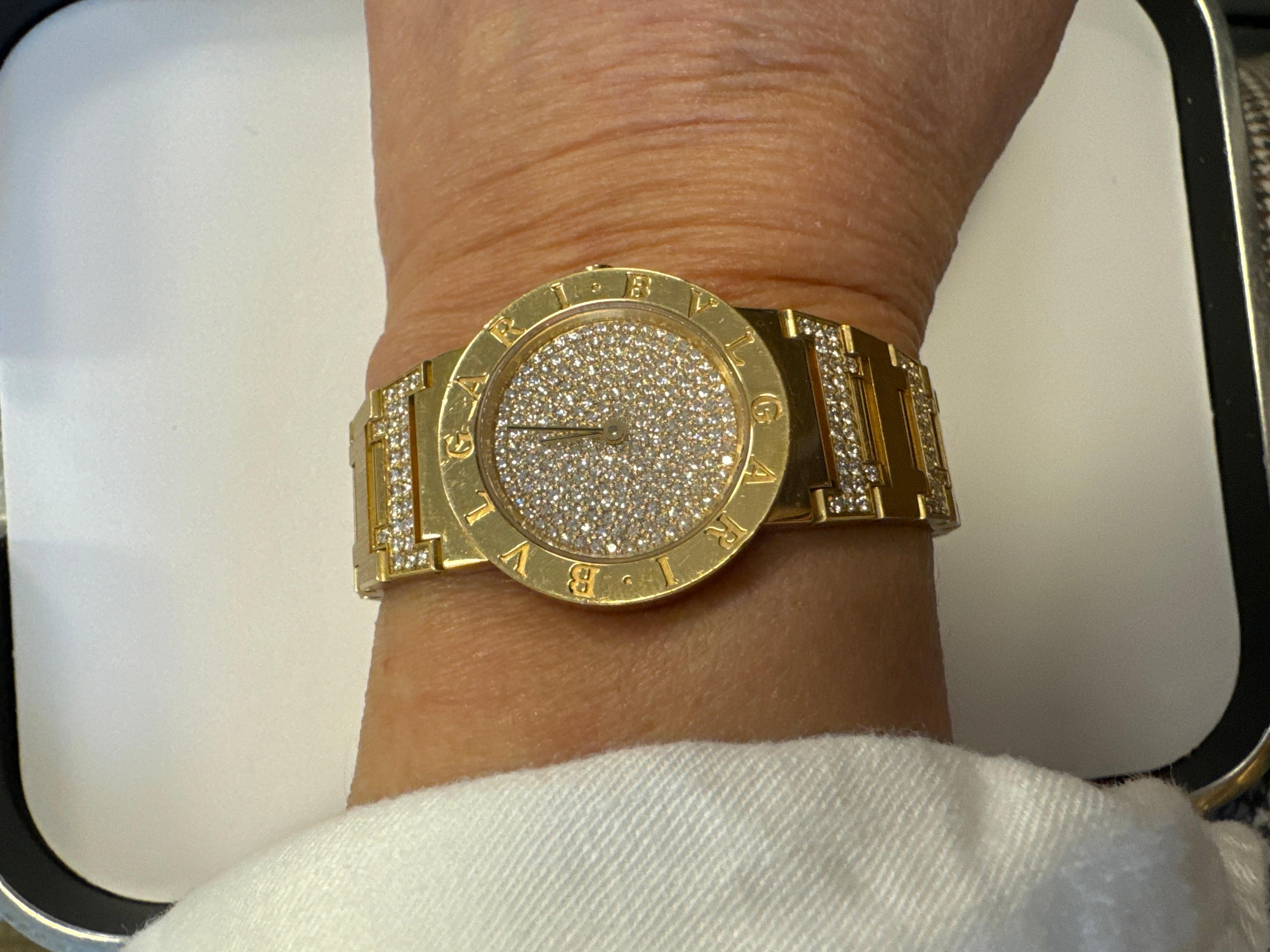 Bulgari Lady's Yellow Gold and Diamond Bracelet Watch 1