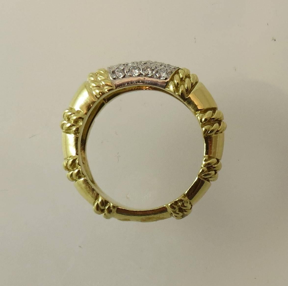 Contemporary Cassis Pave Diamond Gold Band Ring For Sale