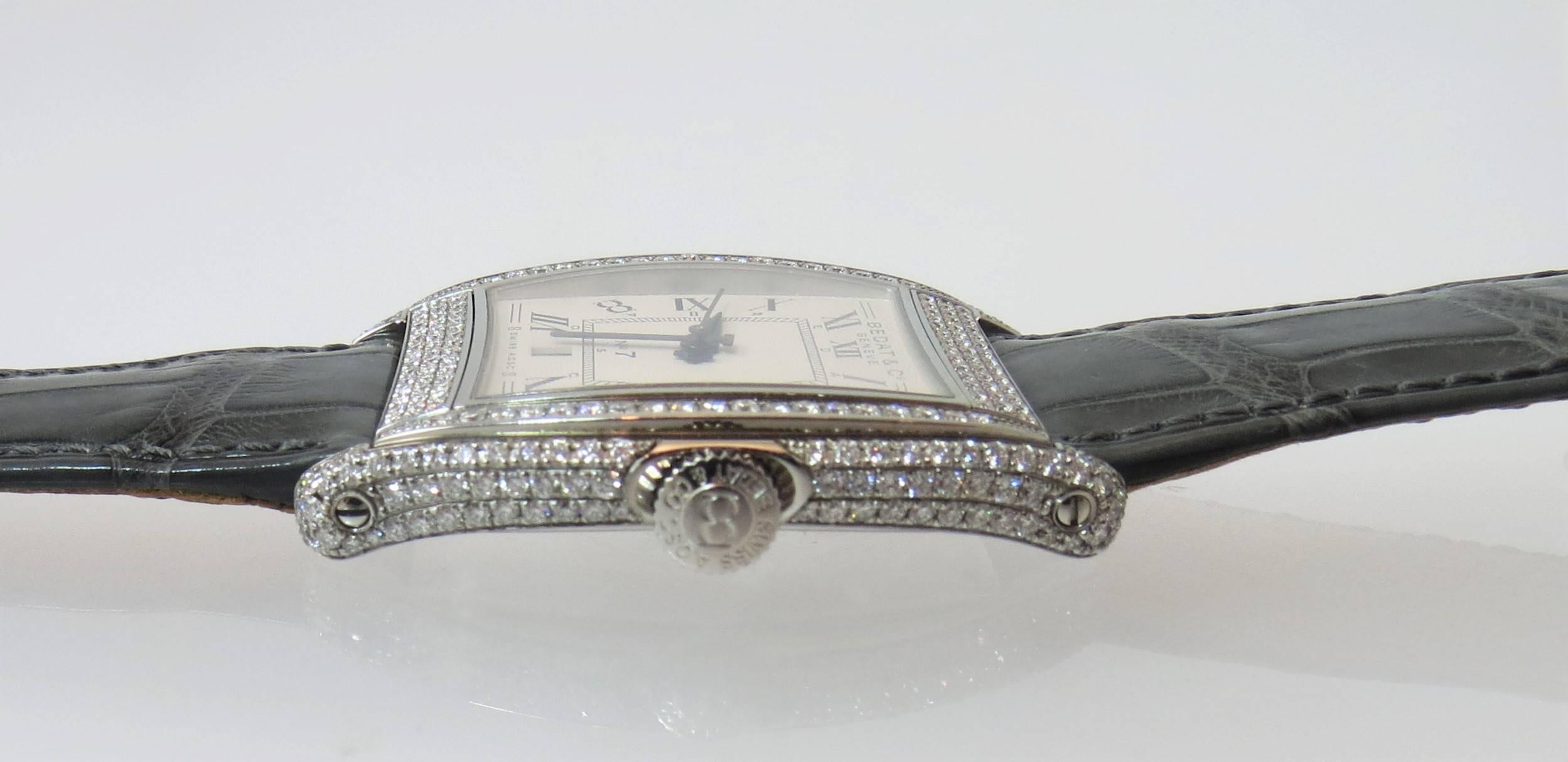 Bedat Ladies Stainless Steel Diamond No. 7 Automatic Wristwatch Excellent état - En vente à Chicago, IL
