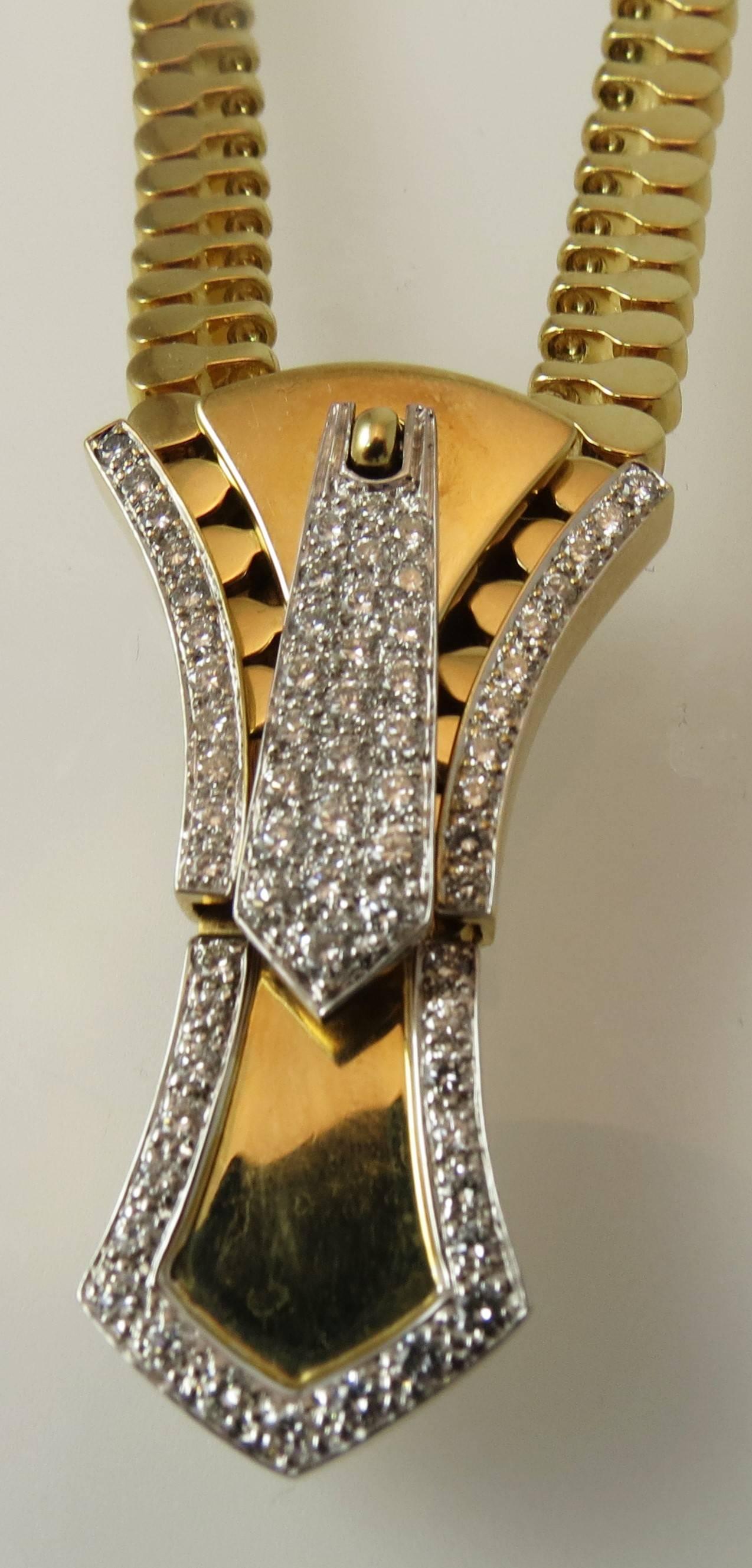 zipper necklace gold