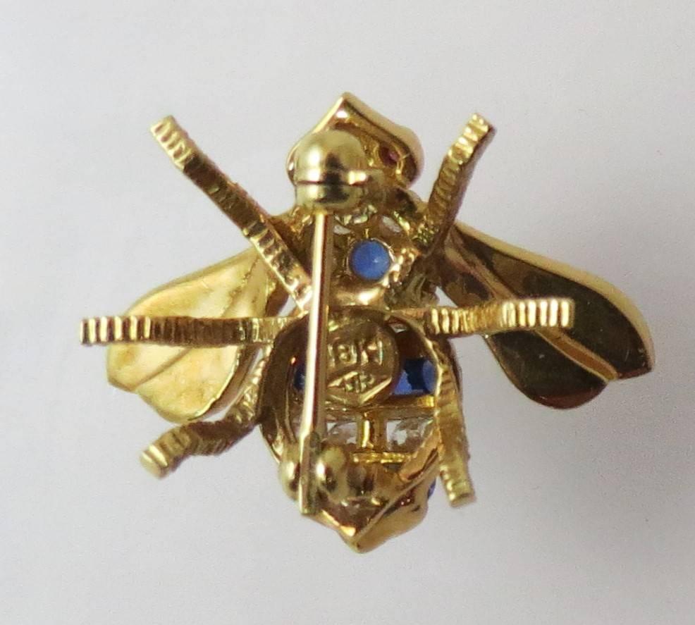 Contemporary Rosenthal Sapphire Diamond Gold Bee Pin