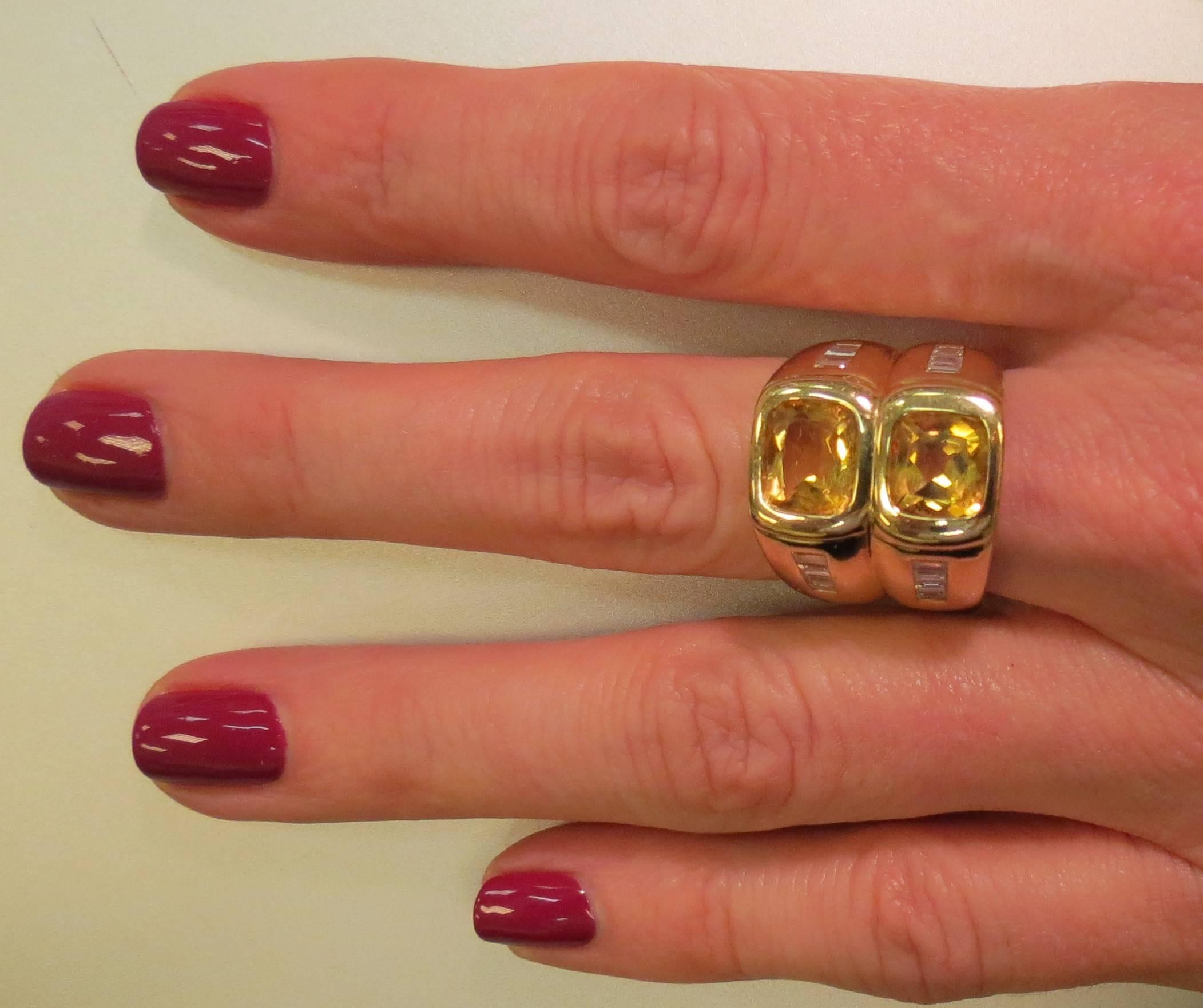 Contemporain Bague contemporaine en or jaune 18 carats et diamants avec citrine en vente