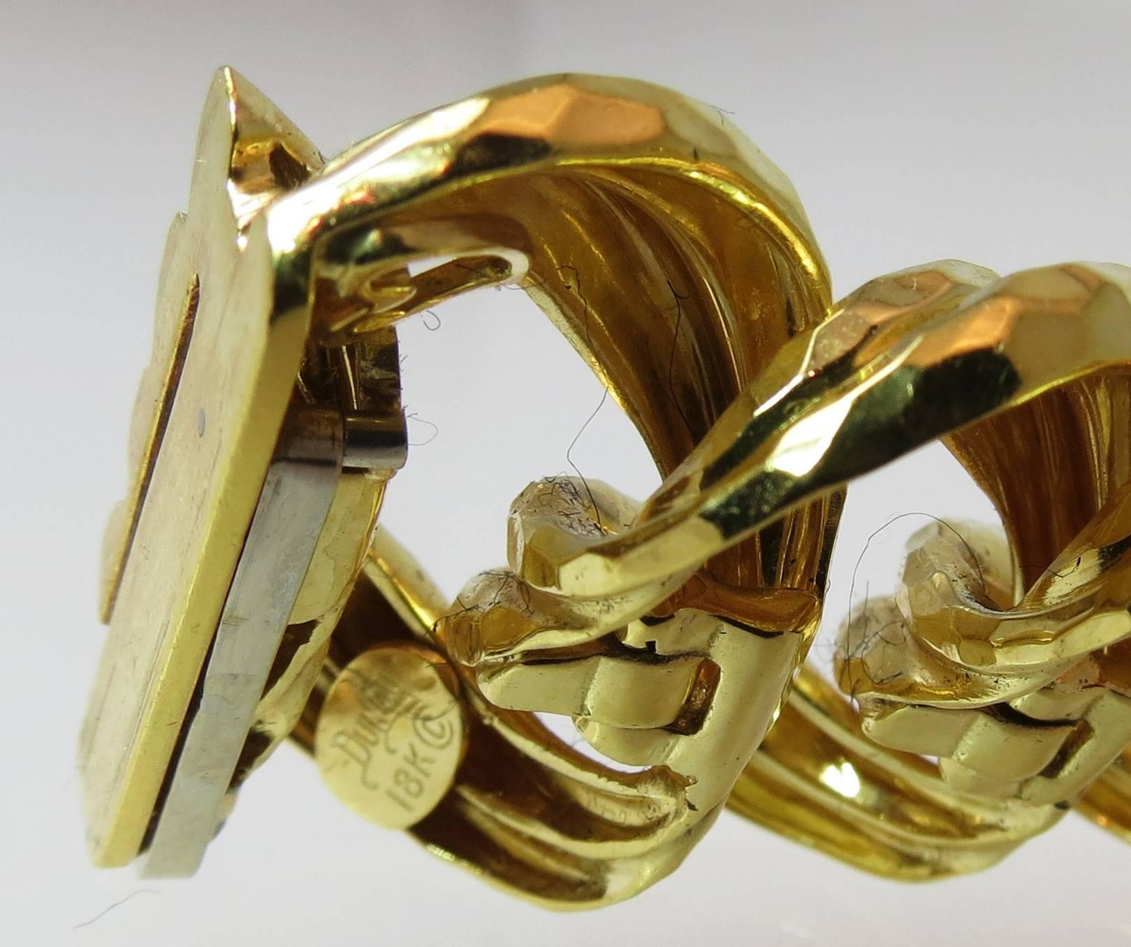 Contemporary 18K Yellow Gold Wide Faceted Link Bracelet by Henry Dunay 