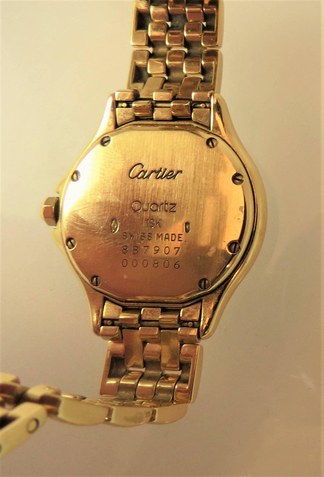 Ladies Pre-owned Cartier 18K Gelbgold Diamant Cougar Armbanduhr im Zustand „Hervorragend“ in Chicago, IL