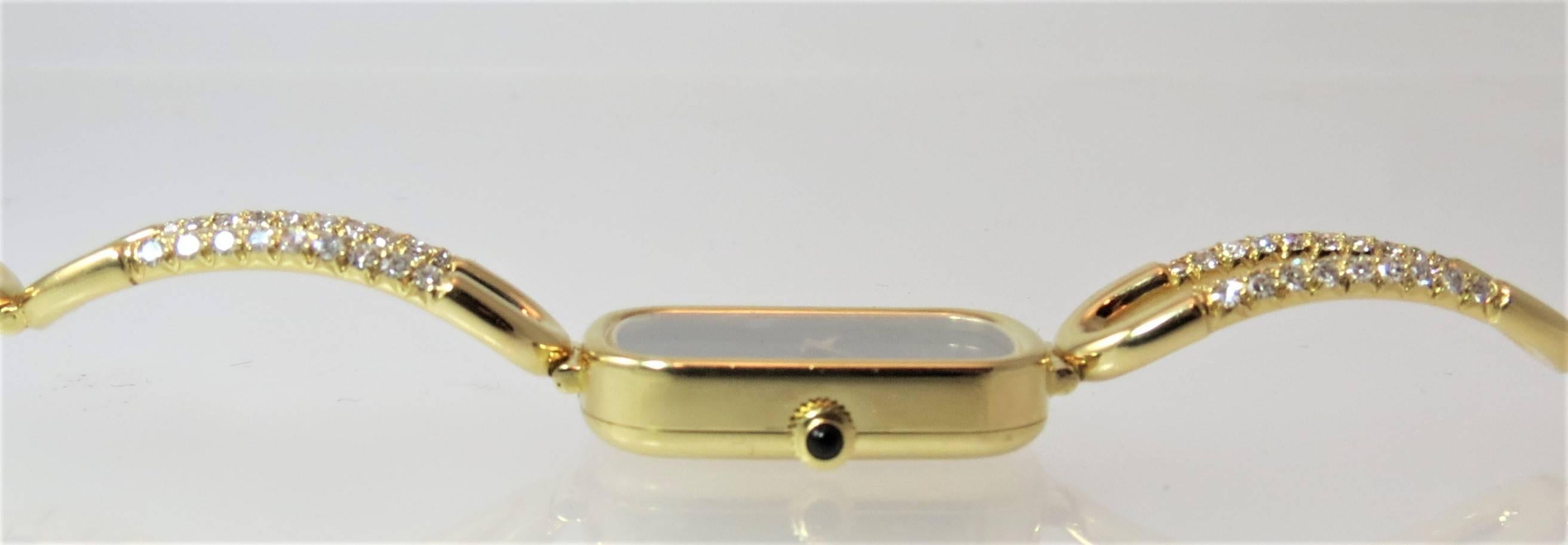 Chopard Yellow Gold Diamond Bracelet manual Wristwatchi In Excellent Condition For Sale In Chicago, IL