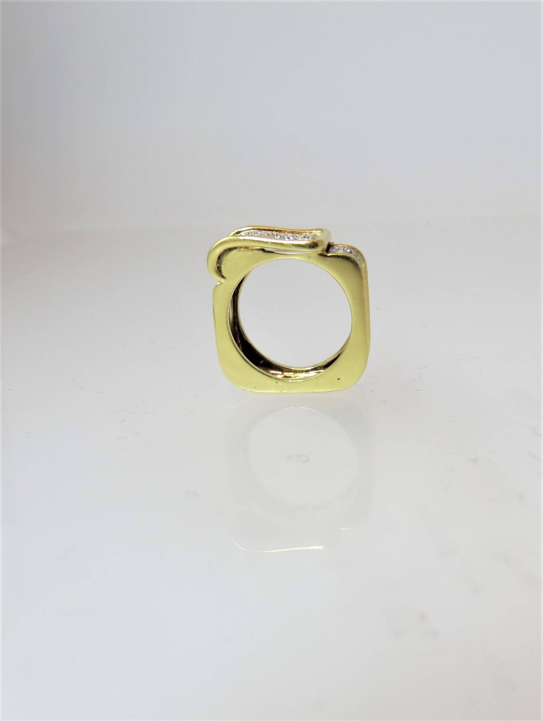 Contemporary Montreaux Diamond   Yellow Gold Platinum Buckle Ring