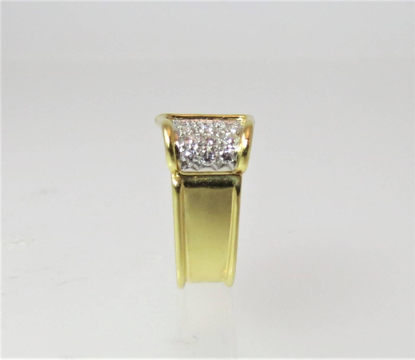 Montreaux Diamond   Yellow Gold Platinum Buckle Ring In Excellent Condition In Chicago, IL