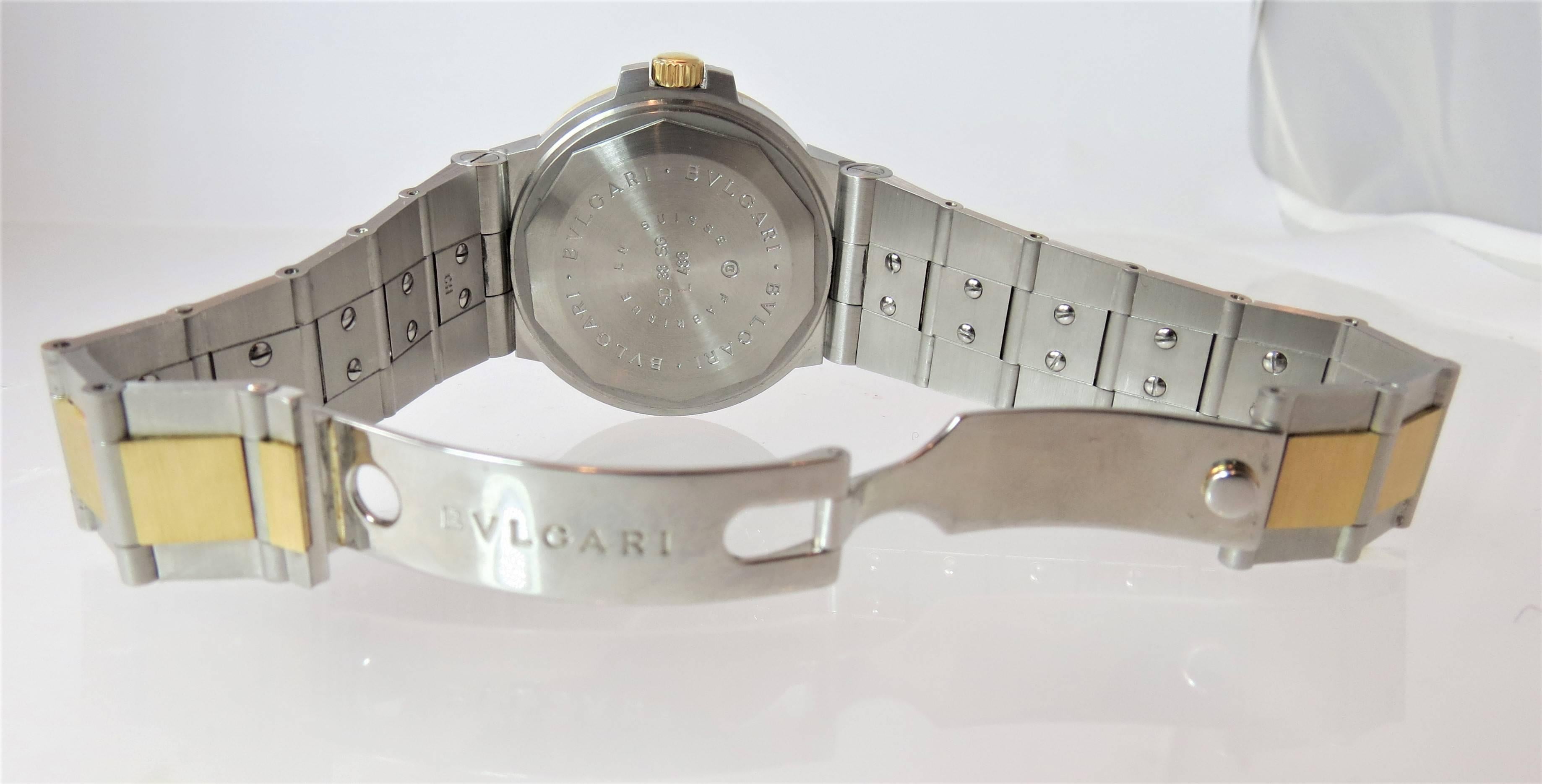 Bulgari Damen Gelbgold Edelstahl Scuba Automatik-Armband Armbanduhr im Zustand „Hervorragend“ im Angebot in Chicago, IL