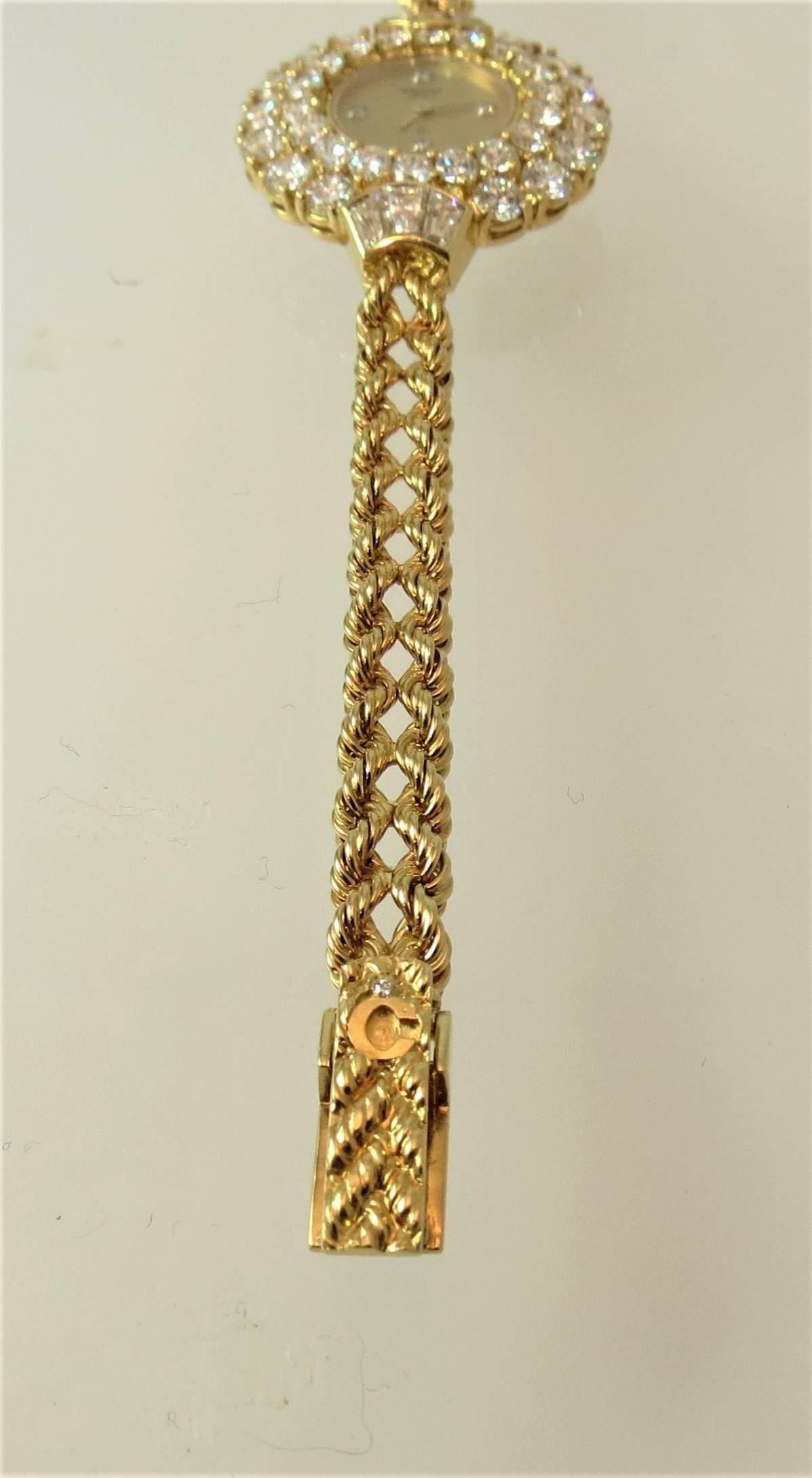 Contemporary Chopard Ladies Yellow Gold Diamond Bracelet Wristwatch