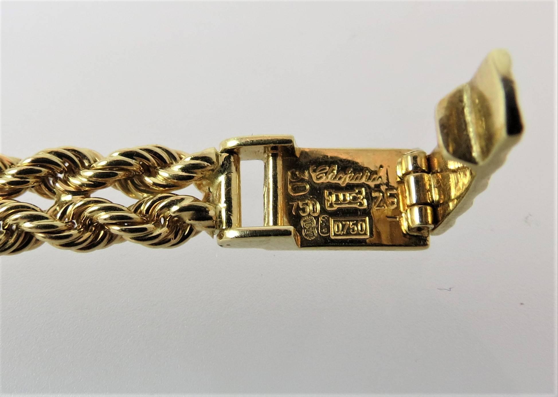 Chopard Ladies Yellow Gold Diamond Bracelet Wristwatch In Excellent Condition In Chicago, IL