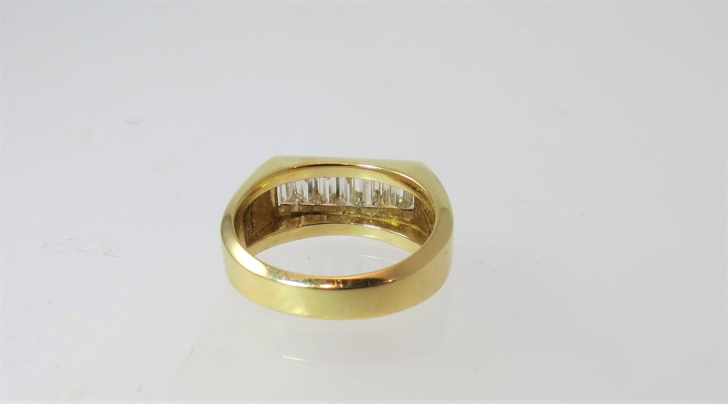Contemporary  Yellow Gold Gents Baguette Diamond Band Ring 1