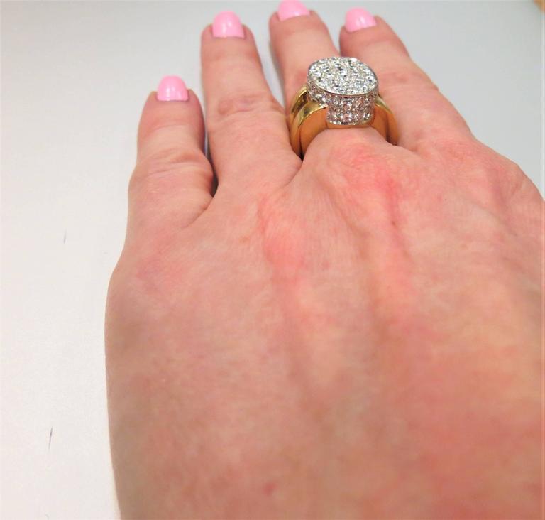 Wide Diamond Gold Oval Shape Split Shank Ring For Sale at 1stDibs ...
